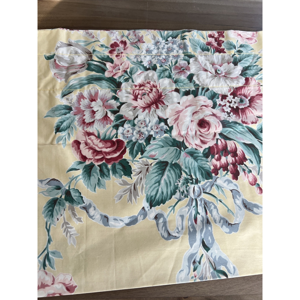 Ralph Lauren Rare Evelyn Yellow Floral Straight Valance Vintage Shabby
